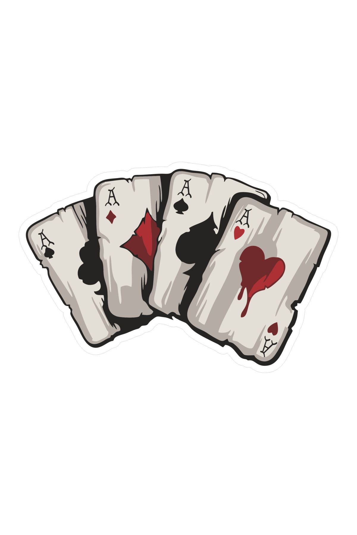 13 x 8,5 cm  Poker Kağıdı Full As Sticker Motor Araba Kask Laptop Sticker