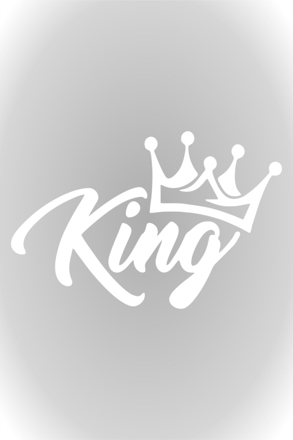 15 X 10 Cm  Kral Tacı King Oto Araba Cam Sticker Beyaz