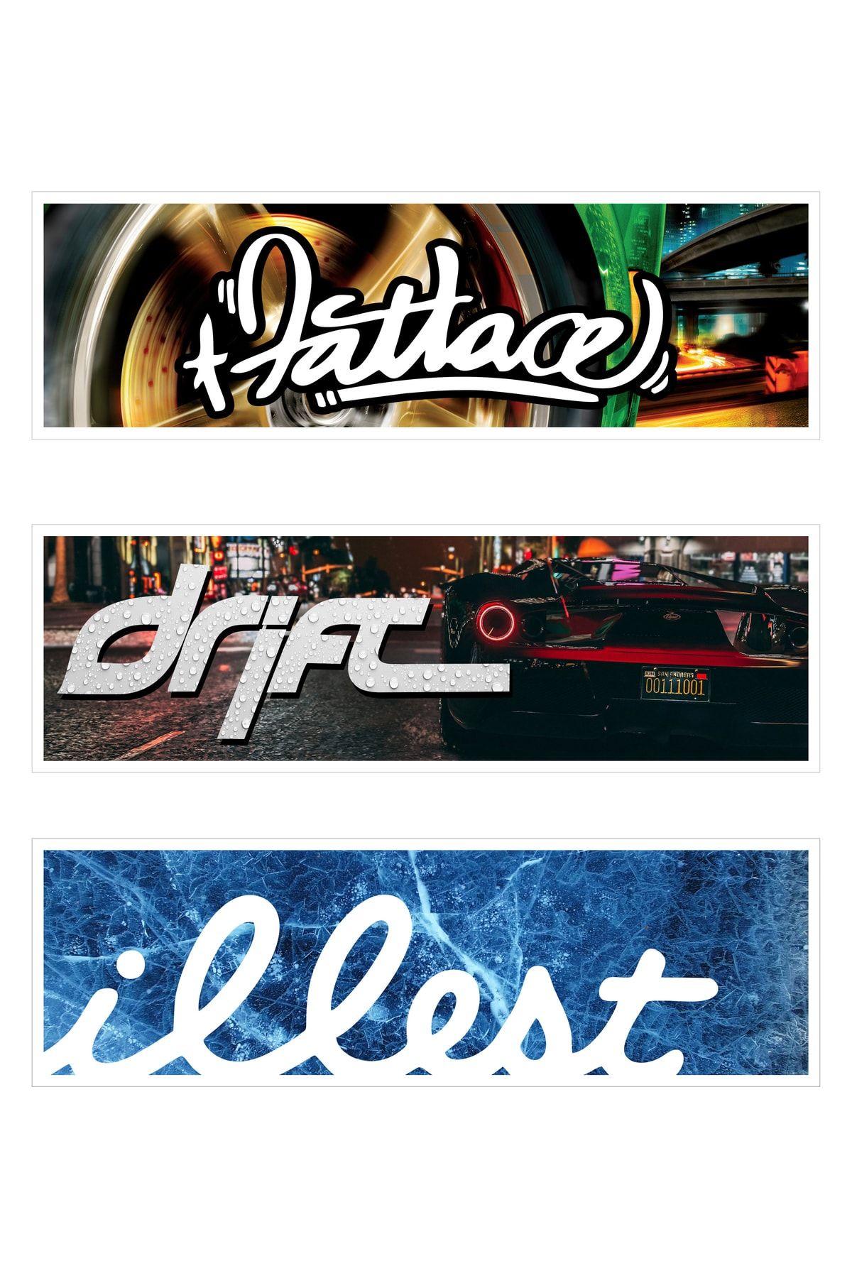 17 X 5 Cm 3  Adet Slap Oto Sticker Illest Fatlace Drift Araba Cam Sticker