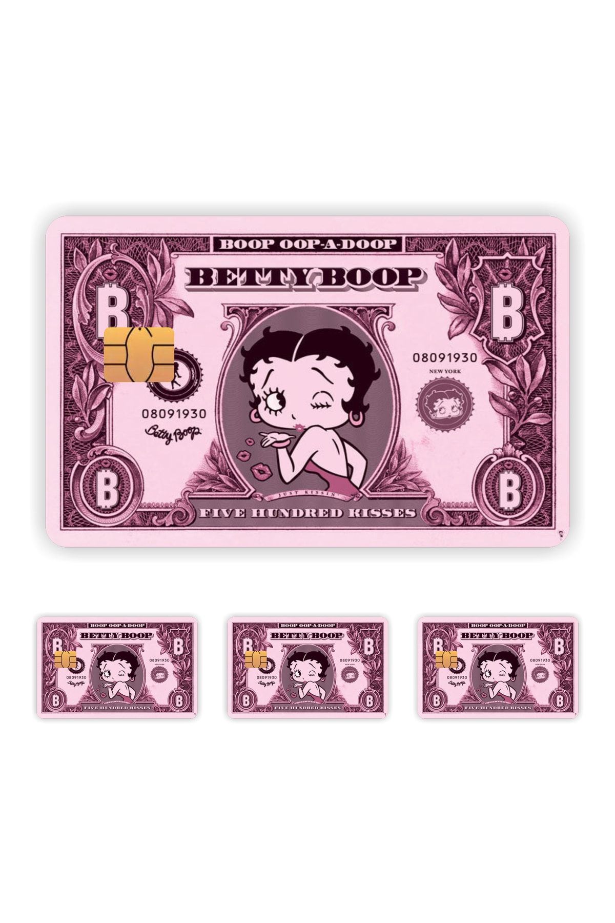 4 Adet Betty  Boop Kart Kaplama Sticker Kart Etiketi