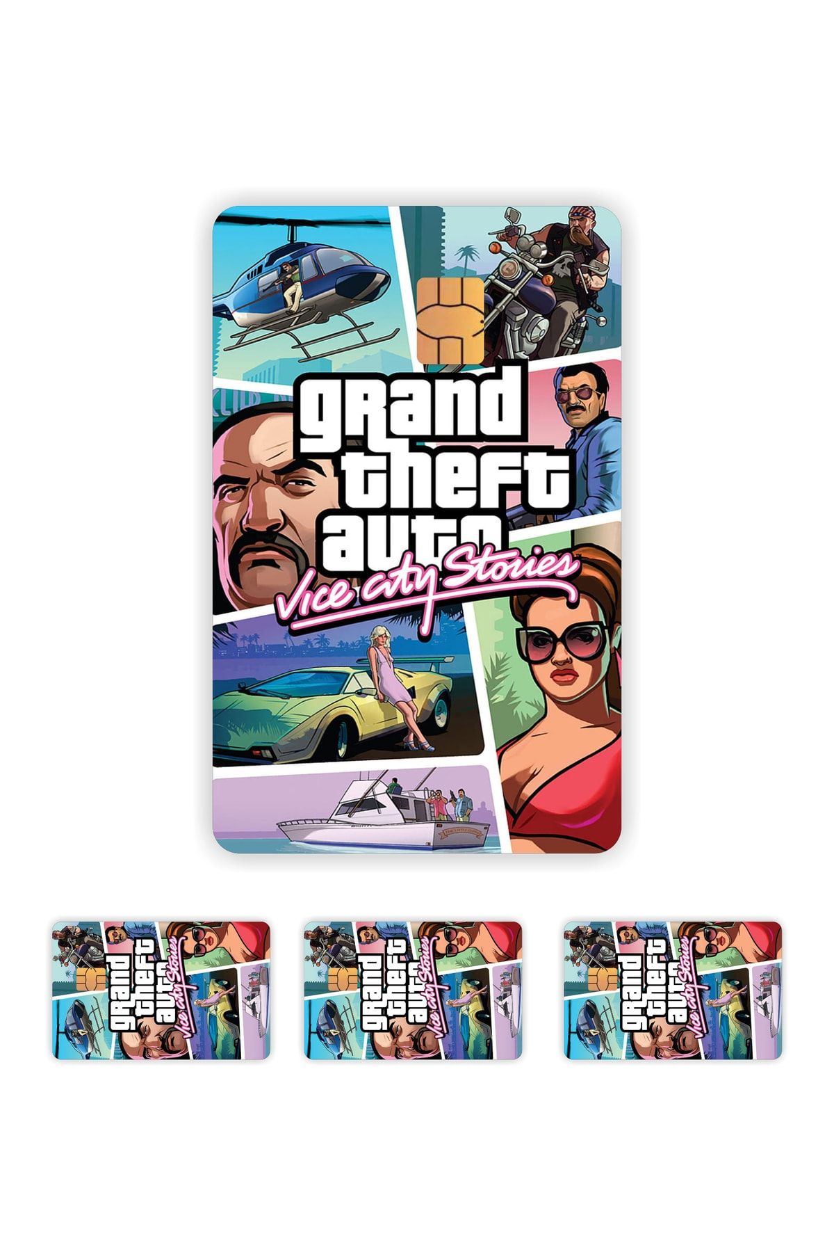 4 Adet Gta  Vice City Kart Kaplama Sticker Kart Etiketi