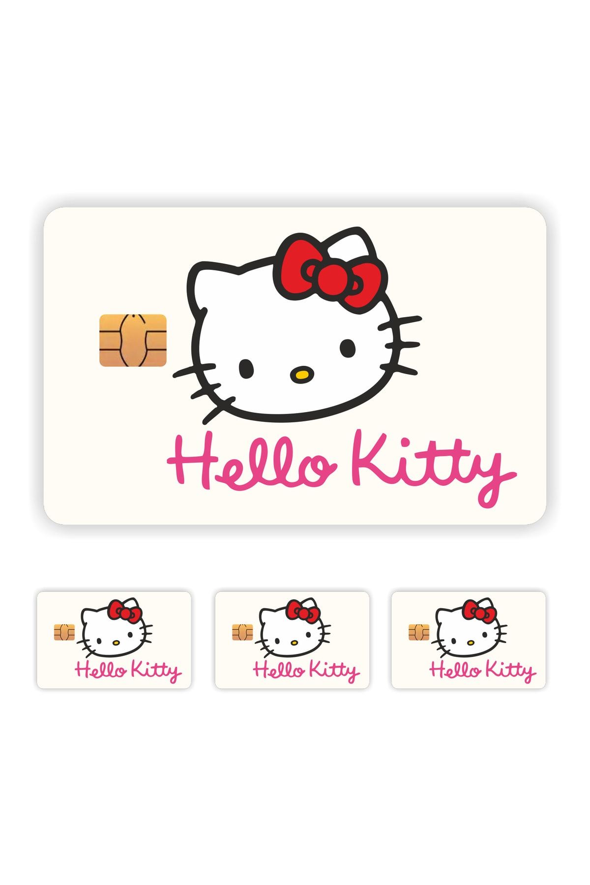 4 Adet Hello  Kitty Kart Kaplama Sticker Kart Etiketi Model 1