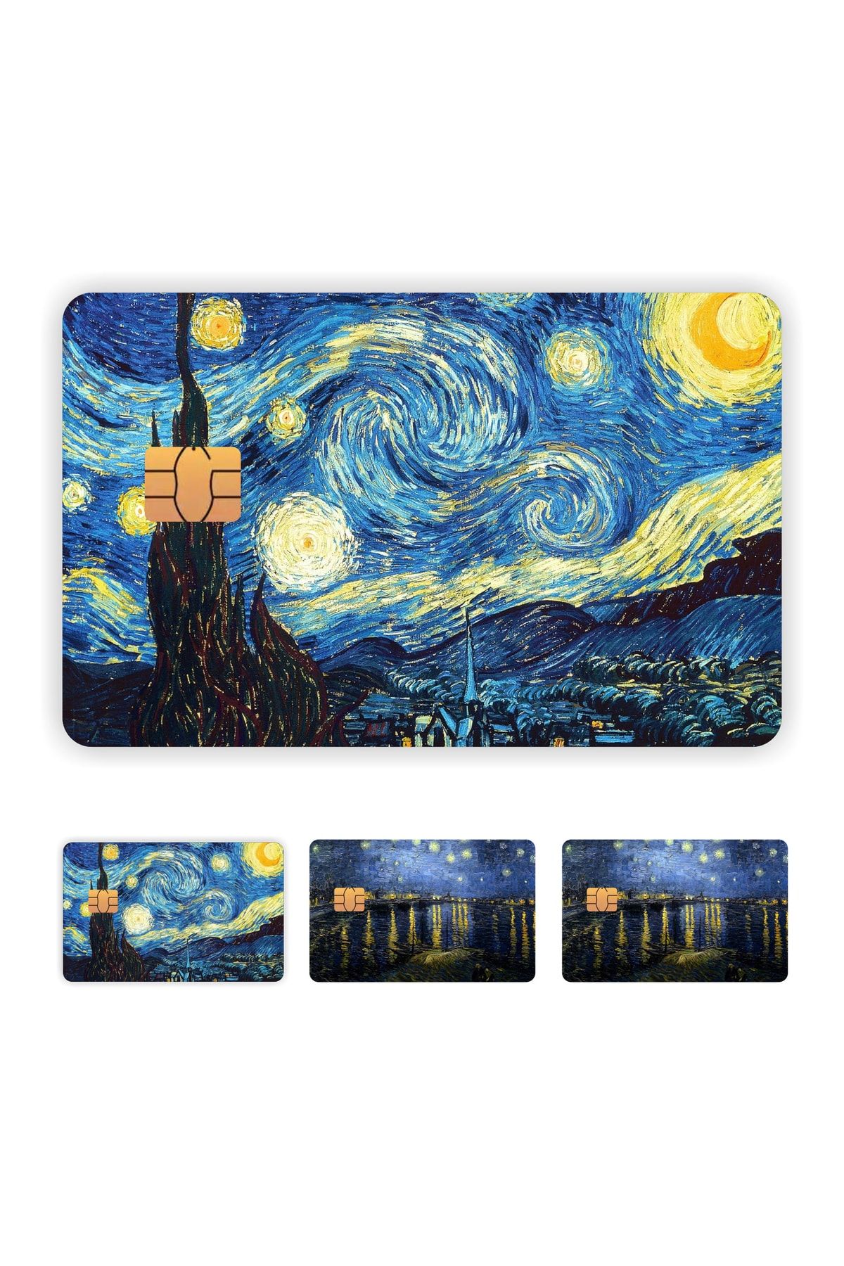 4 Adet Van  Gogh Kart Kaplama Sticker Kart Etiketi