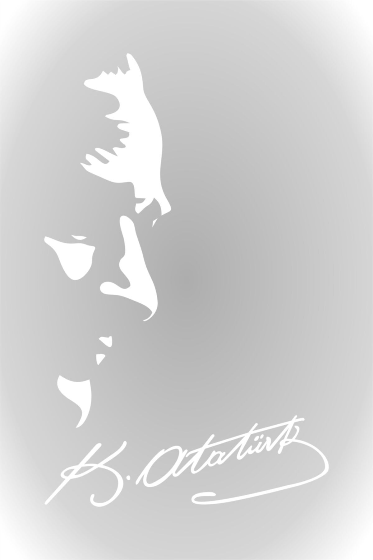 Kemal Atatürk  Silüeti Ve Imza Oto Sticker Araba Sticker 40 Cm