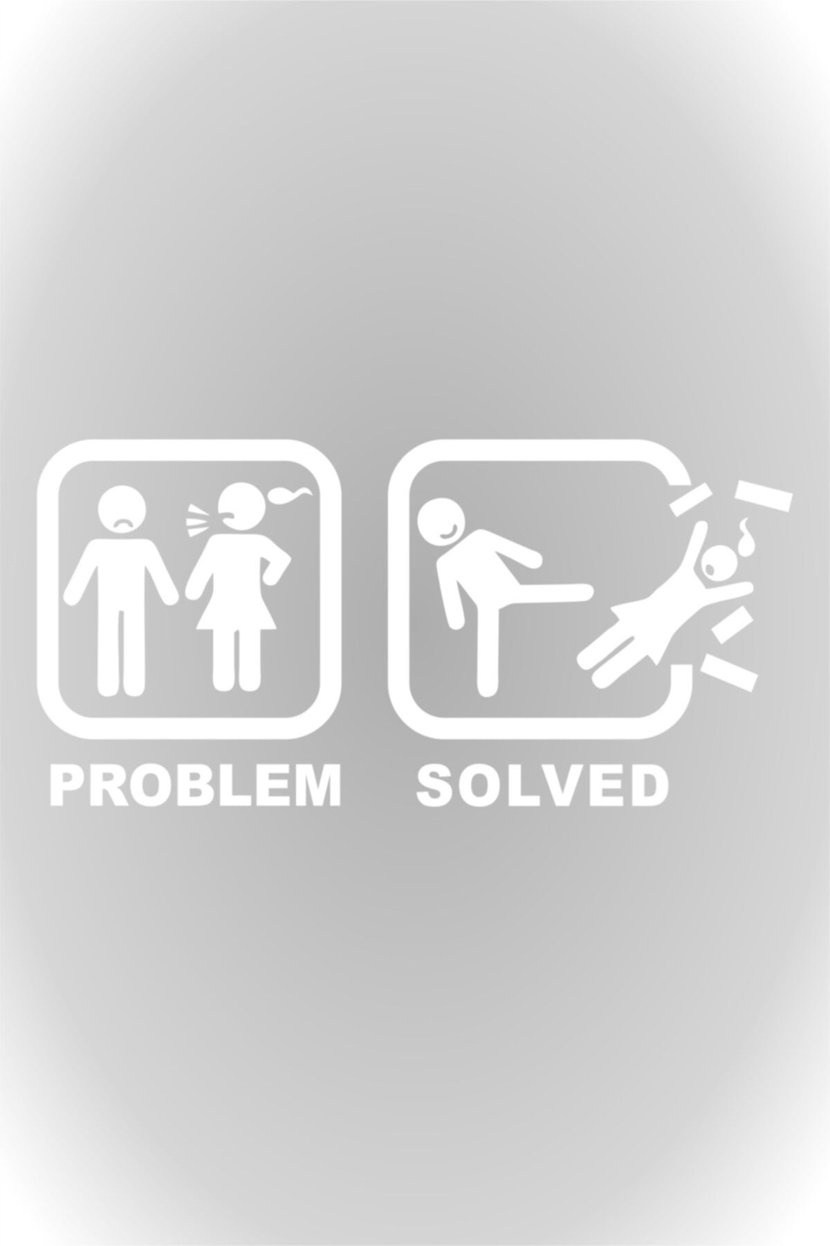 Problem  Çözüldü Problem Solved Oto Sticker Cam Sticker 20 X 9,5 Cm Beyaz