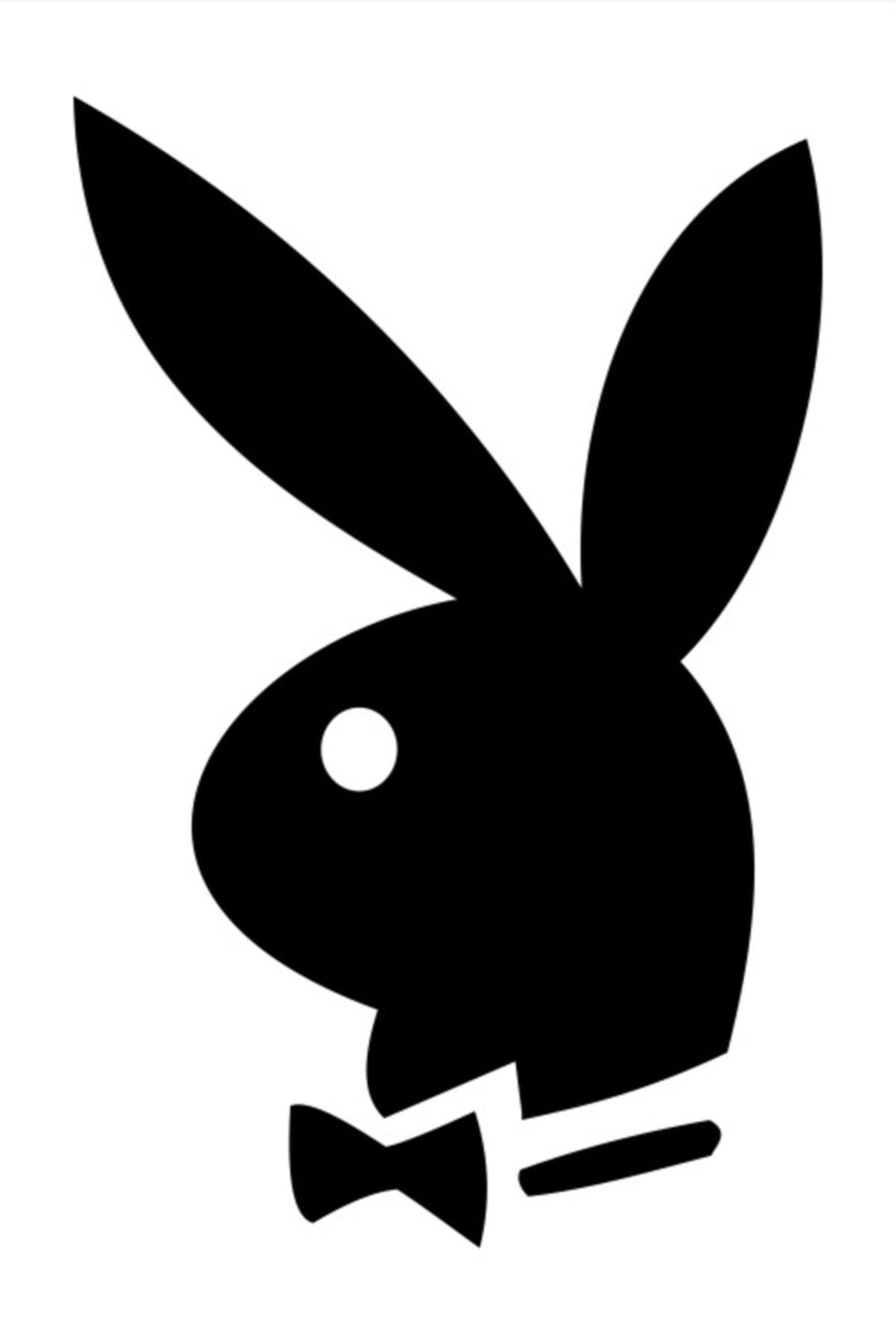 Siyah Playboy  Tavşan Sticker Oto Sticker 20 cm